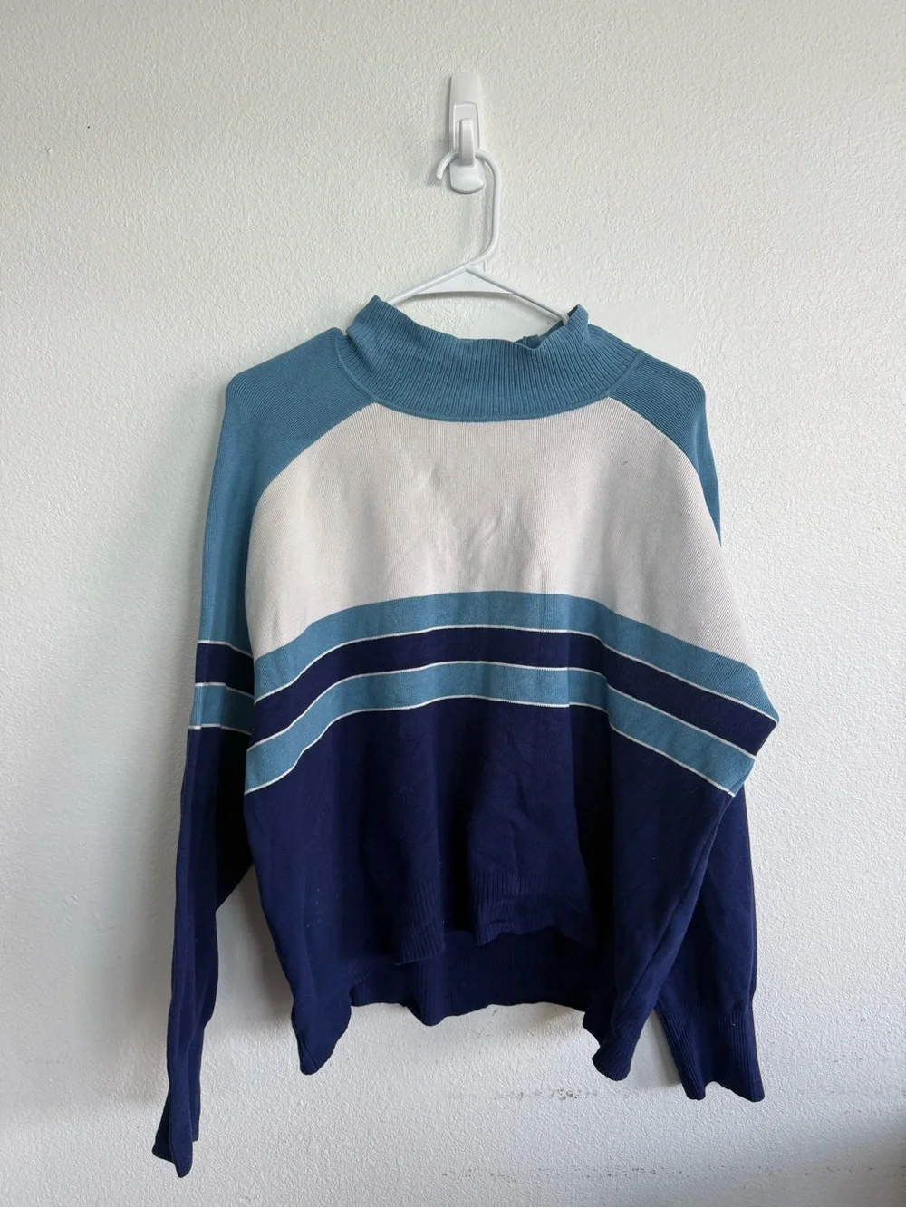 Free People Striped Crewneck Sweater in Navy, Light Blue & White